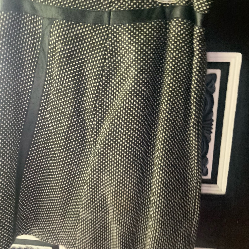 Final Markdown! Vintage LIMITED Wool Polka Dot Skirt trimmed in Faux Leather. 14